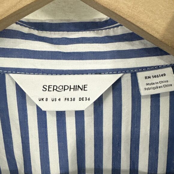 Seraphine Striped Button Maternity Shirt Dress Women’s Size 4 - Picture 3 of 9